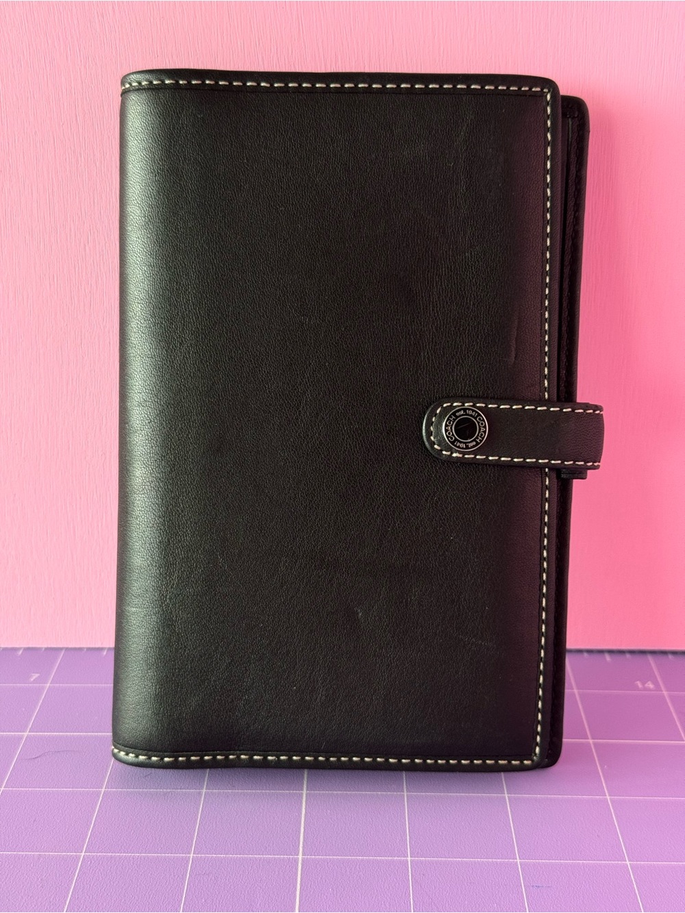 Coach Black Leather notebook/ planner cover